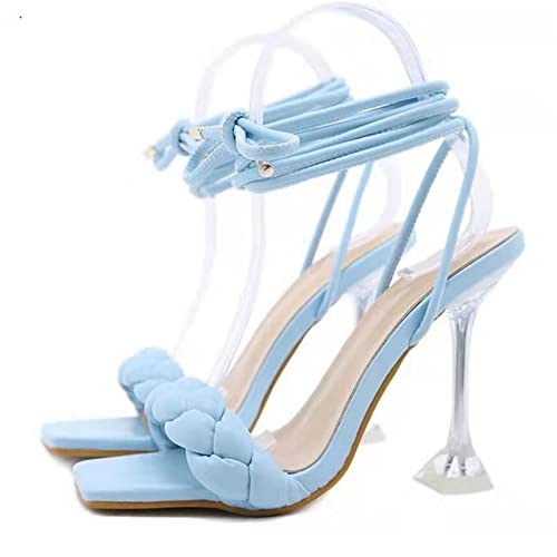 jonam High Heels Summer Design Weave Woman Sandals Sexy Thin Heels Cross-tied High Heels Women Open Toe Sandals Solid Color(Size:37 EU) von jonam