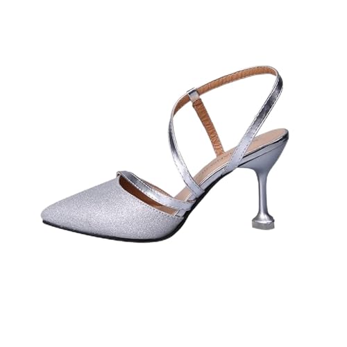 jonam High Heels Summer Heel High Heels Sandals Lady Pumps Classics Slip On Shoes Sexy Women Party Shoes Gold Silver Wedding Slingbacks(Size:38 EU) von jonam