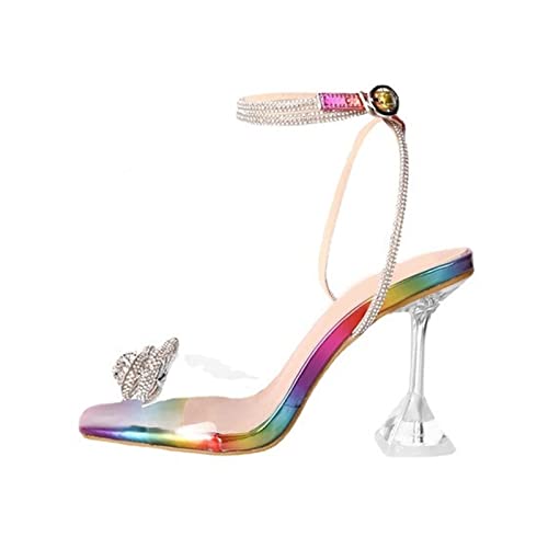 jonam High Heels Summer Women Crystal High Heels Sandals Shiny Slippers Party Shoes Rainbow Outdoor Slippers Women(Color:Rainbow,Size:42 EU) von jonam