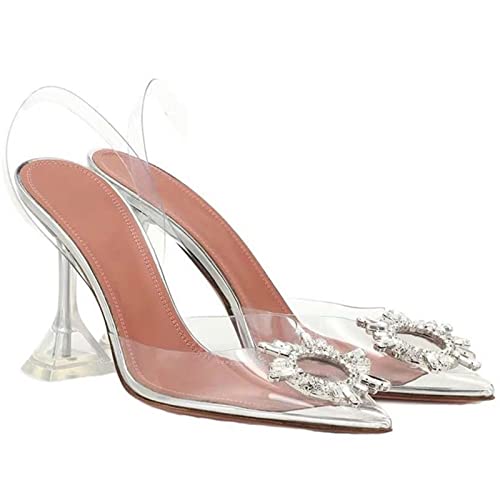 jonam High Heels Transparent PVC Sandals Women Pointed Clear Crystal Cup High Heel Stilettos Sexy Pumps Summer Shoes Peep Toe Women(Size:37 EU) von jonam