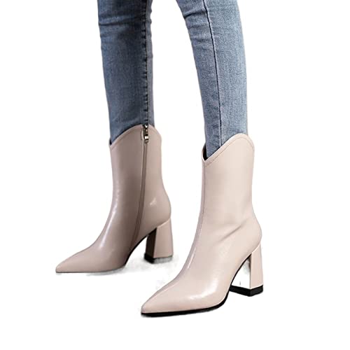 jonam High Heels Winter Women Boots Knee-length Round Toe Casual Heel Boots Thick-soled Ladies Botas(Size:36 EU) von jonam