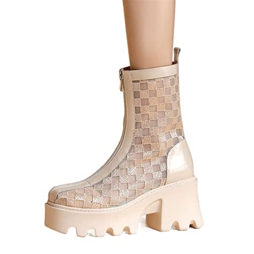 jonam High Heels Women Boot Black Mesh Women Ankle Boots Platform Shoes Women Summer Boots Ladies Size(Size:38 EU) von jonam