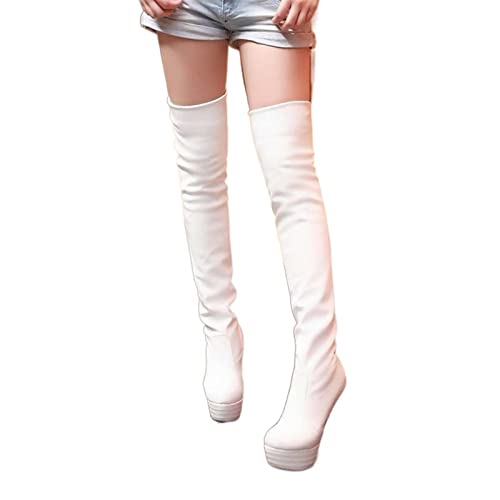 jonam High Heels Women Boots Sexy Over The Knee Long Boots Sexy Thin High Heel Boots Platform Women Shoes(Color:White,Size:44 EU) von jonam