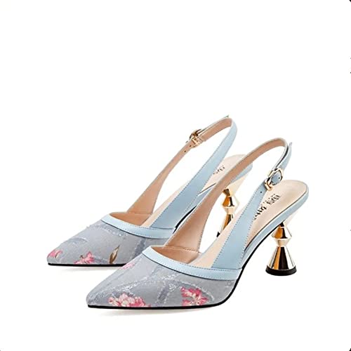 jonam High Heels Women Color Block Embroidered Pumps Ladies Designer Brand Sandals Pointed Toe High Heels Shoes(Size:39 EU) von jonam