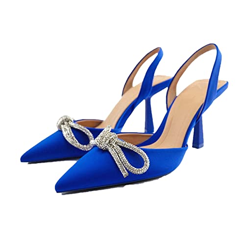 jonam High Heels Women High Heels Pumps Pointed Toe Wedding Prom Shoes Summer Female Shoes(Color:Blue,Size:37 EU) von jonam