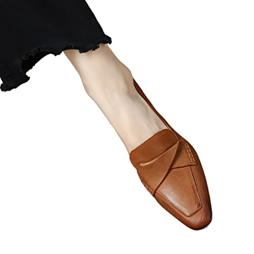 jonam High Heels Women Mid Heels Loafers Pumps Square Toe Leather Shoes Slip-on Shoes(Size:39 EU) von jonam