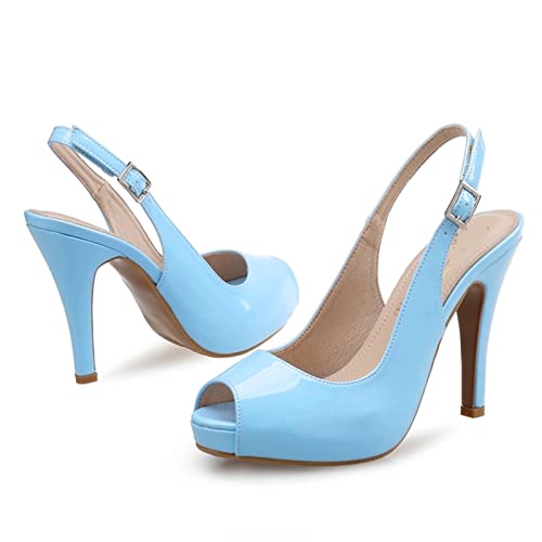 jonam High Heels Women Pumps Female High Heels Peep Toe Slip On Party Dress Platform Luxury Sandals Shoes Summer Autumn Large(Color:Blue,Size:36 EU) von jonam