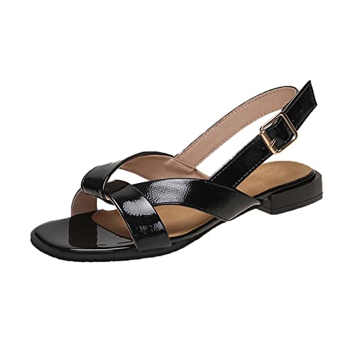 jonam High Heels Women Sandals Casual Flat Rome Sandals Black Beige Low Heels Shoes Women(Color:Black,Size:36 EU) von jonam