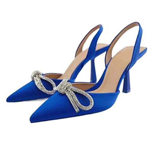 jonam High Heels Womens Heels Pumps Summer Butterfly Stiletto Slingback High Heels Woman Heeled Wedding Shoes Female Sandals(Color:Blue,Size:36 EU) von jonam