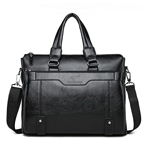 jonam Laptop Tragetasche Hohe Kapazität schwarzer männlicher Messenger Bag Männer Aktentasche for Dokument Laptop Computer Handtasche A4 14 Zoll Computertasche (Color : Black, Size : 38 * 5.5 * 29cm) von jonam