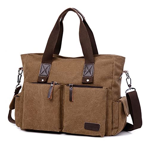 jonam Laptop Tragetasche Lässige Männer Handtasche Mann Leinwand Schulter Business Bags Computer Laptop Einkaufstasche Männer Crossbody Bag Reisetaschen (Color : Coffee, Size : 38 * 16 * 28cm) von jonam