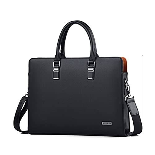 jonam Laptop Tragetasche Männer Leder Business Aktentasche Qualität Designer Laptop Handtasche Wasserdichte Große Kapazität Crossbody Taschen for Männer (Color : Black, Size : 38 * 7 * 27cm) von jonam