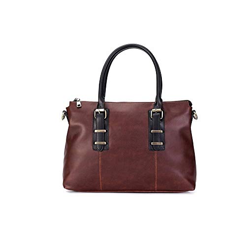 jonam Laptop Tragetasche Urban Pendler Aktentasche, Retro Handtasche, Business Casual Leder Messenger Bag, Männer und Frauen Reisetasche geeignet für Arbeit/Schule/im Freien (Color : Bruin) von jonam