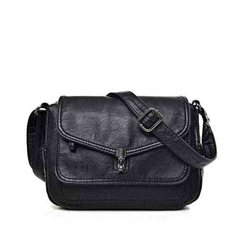 jonam Rucksack damen Designer handbag, leather shoulder bag, Multi Pocket informal cross Wallet (Color : Black) von jonam