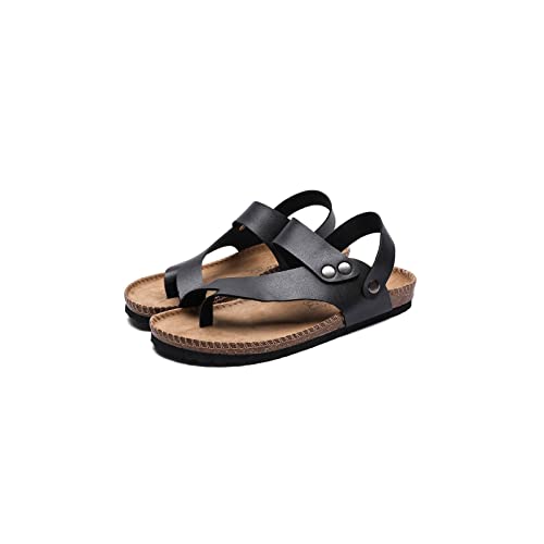 jonam Sandalen Herren Black White Mens Flip Flop Sandals Trending Summer Outdoor Leisure Non-Slip Beach Sandals for Men Cork Men's Flip Flops Sandal(Color:Black sandals,Size:36 EU) von jonam