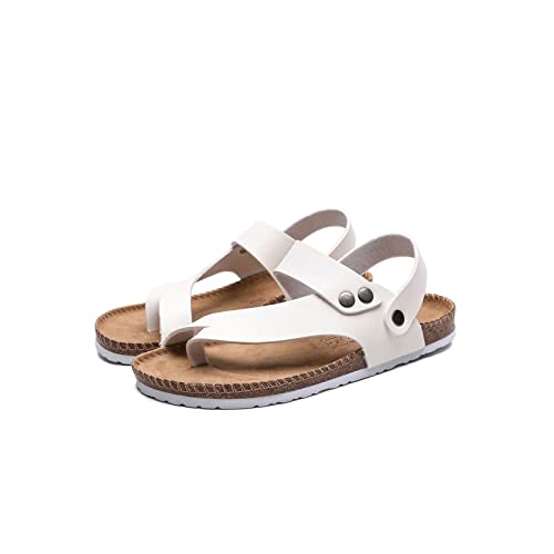 jonam Sandalen Herren Black White Mens Flip Flop Sandals Trending Summer Outdoor Leisure Non-Slip Beach Sandals for Men Cork Men's Flip Flops Sandal(Color:White sandals,Size:36 EU) von jonam