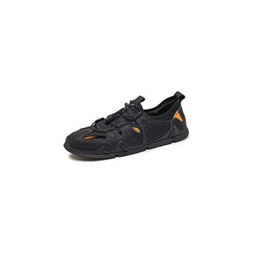 jonam Sandalen Herren Designer Sandals Cowhide Men Leather Sandals Non Slip Outdoor Beach Trekking Casual Sandals(Color:Black,Size:41 EU) von jonam