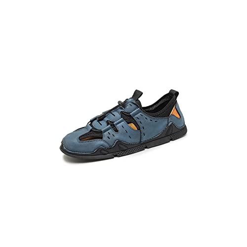 jonam Sandalen Herren Designer Sandals Cowhide Men Leather Sandals Non Slip Outdoor Beach Trekking Casual Sandals(Color:Blue,Size:39 EU) von jonam