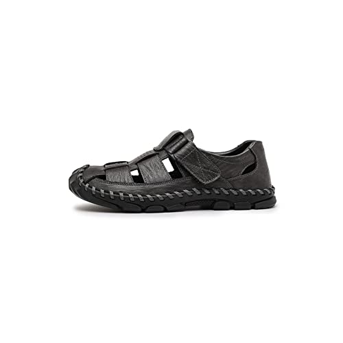 jonam Sandalen Herren Fashion Sandals Men Breathable Leather Summer Casual Shoes Men Sandals Casual Flats Retro Beach Shoes(Color:Grijs,Size:39 EU) von jonam
