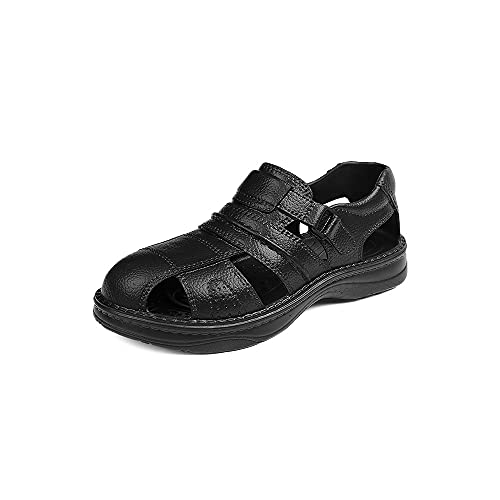 jonam Sandalen Herren Männer Sandalen Sommer Echtes Leder Sandalen Männer Schuhe Plus Größe Sandalen Weiche Outdoor Männer Sandalen(Color:Black,Size:40 EU) von jonam