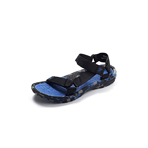 jonam Sandalen Herren Men Sandals Summer Convenient Flat Canvas+EVA Beach Fashion Slippers Outdoor Walking Non-slip Casual Flip Flop(Color:Blue,Size:41 EU) von jonam