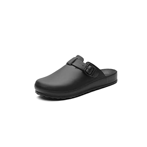 jonam Sandalen Herren Men Sandals Summer Shoes Rubber Clogs EVA Unisex Garden Shoes Black Beach Flat Men Baotou(Color:Black,Size:43 EU) von jonam