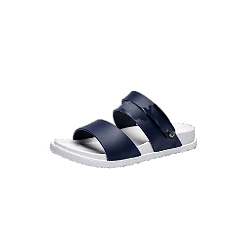 jonam Sandalen Herren Men Slippers Large One-word Slippers Trend Outdoor Wear Sandals Beach Shoes Deodorant Dual-use Sandals(Color:Blue,Size:42 EU) von jonam