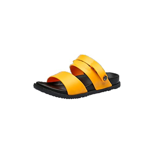 jonam Sandalen Herren Men Slippers Large One-word Slippers Trend Outdoor Wear Sandals Beach Shoes Deodorant Dual-use Sandals(Color:Orange,Size:40 EU) von jonam