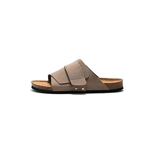 jonam Sandalen Herren Men Summer Slippers Mule Clogs Classic Two Buckle Cork Slides Wood Sole Sandals Footwear For Male(Color:Chocolate,Size:37 EU) von jonam