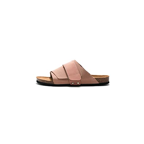 jonam Sandalen Herren Men Summer Slippers Mule Clogs Classic Two Buckle Cork Slides Wood Sole Sandals Footwear For Male(Color:Pink,Size:36 EU) von jonam
