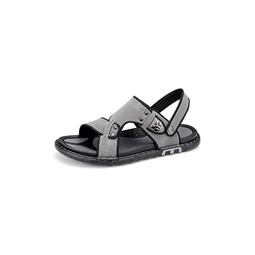jonam Sandalen Herren Men's Leather Sandals Summer Shoes Slippers Soft Sandals Men's Comfortable Walking Shoes(Color:Grijs,Size:38 EU) von jonam
