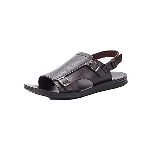 jonam Sandalen Herren Men's Sandals Breathable Comfort Casual Leather Men's Summer Shoes(Color:Grijs,Size:43 EU) von jonam