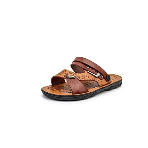 jonam Sandalen Herren Men's Sandals Summer Fashion Men's Beach Leather Sandals Luxury Sandals Men's Outdoor Beach Casual Shoes Men's Sandals(Color:Auburn,Size:43 EU) von jonam