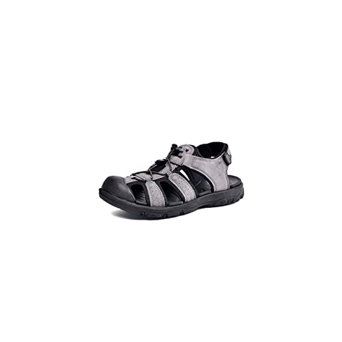 jonam Sandalen Herren Men's Sandals Summer Leather Home Anti-Slip Beach Shoes Sports Casual Shoes Breathable Men's Slippers(Color:Grijs,Size:40 EU) von jonam