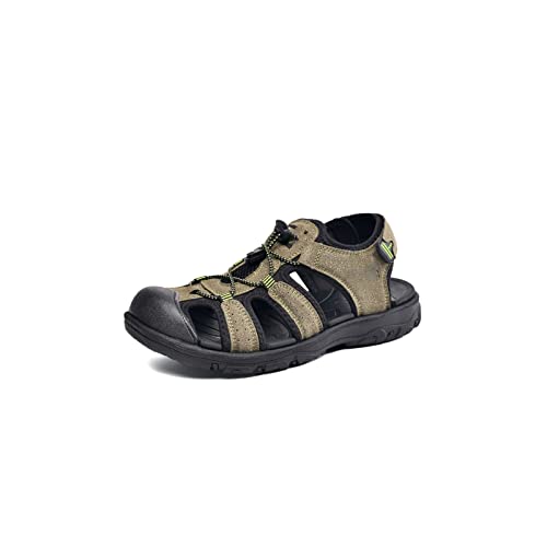 jonam Sandalen Herren Men's Sandals Summer Leather Home Anti-Slip Beach Shoes Sports Casual Shoes Breathable Men's Slippers(Color:Military green,Size:40 EU) von jonam