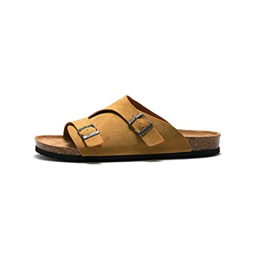 jonam Sandalen Herren Men's Suede Sandals Summer Men's Shoes Slippers Cork Sandals Men's Comfort Shoes(Color:Yellow,Size:40 EU) von jonam
