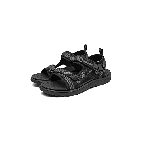 jonam Sandalen Herren Men's Summer Open Toe Large Size Casual Sandals Thick Sole Non-Slip Breathable Soft Sole Comfortable Fashion Beach Sandals(Color:Black,Size:42 EU) von jonam