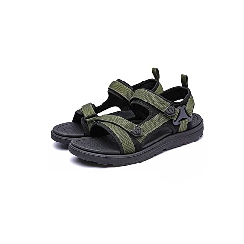 jonam Sandalen Herren Men's Summer Open Toe Large Size Casual Sandals Thick Sole Non-Slip Breathable Soft Sole Comfortable Fashion Beach Sandals(Color:Green,Size:44 EU) von jonam