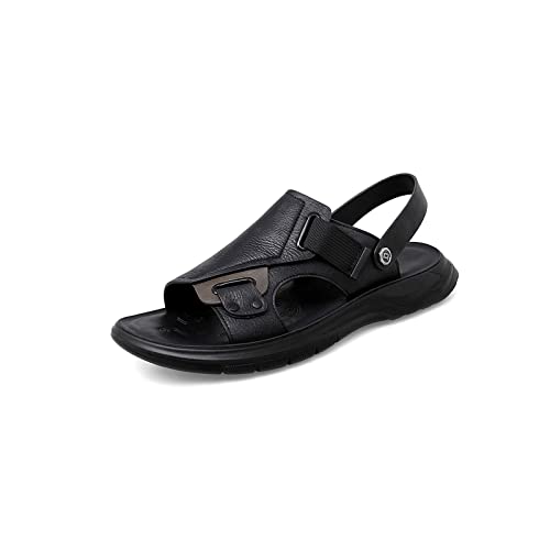 jonam Sandalen Herren Mens Casual Sandals Summer Leather Men Casual Shoes Outdoor Comfortable Lightweight Sandal Men Fashion Beach Shoes(Color:Black,Size:42 EU) von jonam