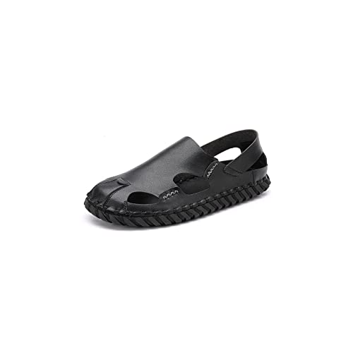 jonam Sandalen Herren Mens Sandals Summer Genuine Leather Sandals Men Outdoor Casual Lightweight Beach Sandals Fashion Men Sneakers(Color:Black,Size:40 EU) von jonam
