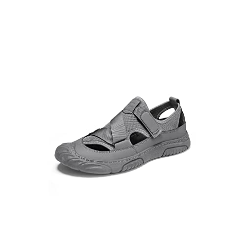 jonam Sandalen Herren Mens Shoes Men Leather Mens Sandals Outdoor Breathable Driving Anti-slip Beach Sandals(Color:Grijs,Size:43 EU) von jonam