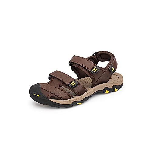 jonam Sandalen Herren Mode sommer outdoor strand atmungsaktiv männer sandalen echtes leder männer sandal mann kausale schuhe plus größe(Color:C,Size:42 EU) von jonam