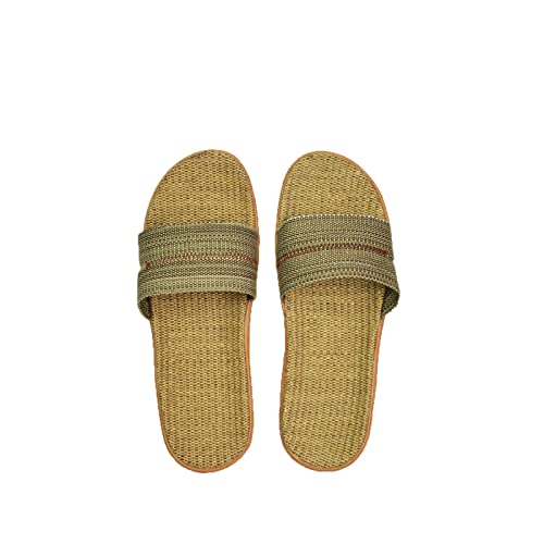 jonam Sandalen Herren Natural linen slippers summer home indoor sandals men and women unisex spring and autumn couples floor guests linen non-slip(Color:Grijs,Size:44-45) von jonam