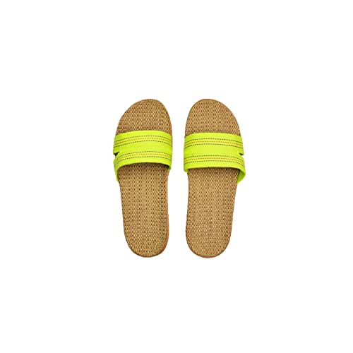 jonam Sandalen Herren Natural linen slippers summer home indoor sandals men and women unisex spring and autumn couples floor guests linen non-slip(Color:Yellow,Size:37-38) von jonam