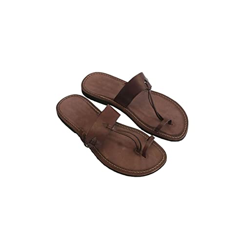 jonam Sandalen Herren Retro Sandals Men Summer Beach Casual Shoes Flat Sandals Outdoor Ladies Slippers Open Toe(Color:Bruin,Size:45 EU) von jonam