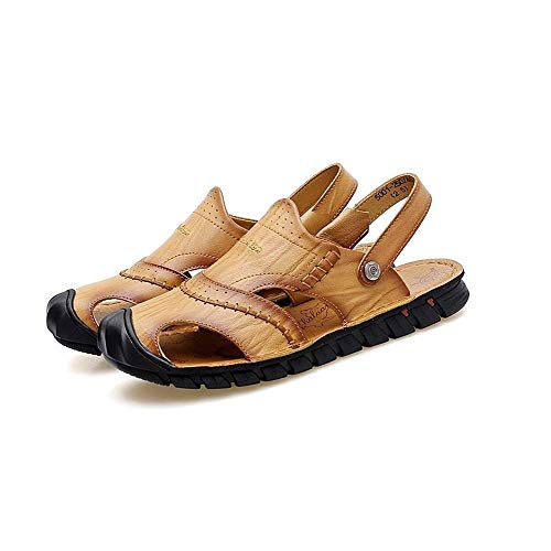 jonam Sandalen Herren Slip-Sandalen for Herren Fashion Slipper Schuhe auf Stil OX Leder Anti-Kollisions-Toe doppelten Zweck Virtuous Farben Oxford-Schuhe Männer (Farbe: Schwarz, Größe: 40 EU)(Color:Ye von jonam