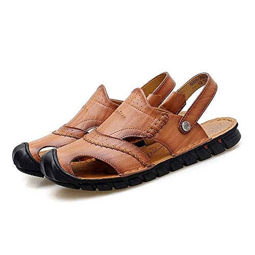 jonam Sandalen Herren Slip-Sandalen for Herren Fashion Slipper Schuhe auf Stil OX Leder Anti-Kollisions-Toe doppelten Zweck Virtuous Farben Oxford-Schuhe Männer (Farbe: Schwarz, Größe: 40 EU)(Color:Re von jonam