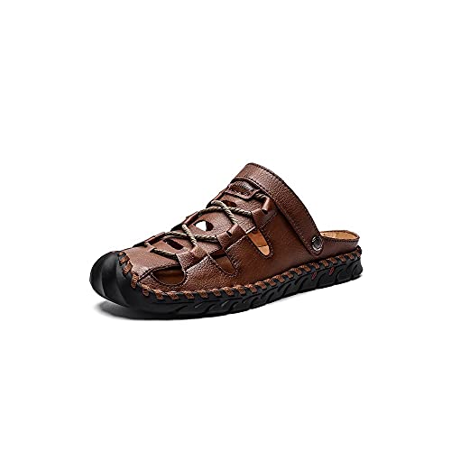 jonam Sandalen Herren Sommer Männer Sandalen Atmungsaktive Strand Sandalen Männer Casual Schuhe Hohe Qualität Künstliche Leder Herrenschuhe(Color:Bruin,Size:40 EU) von jonam