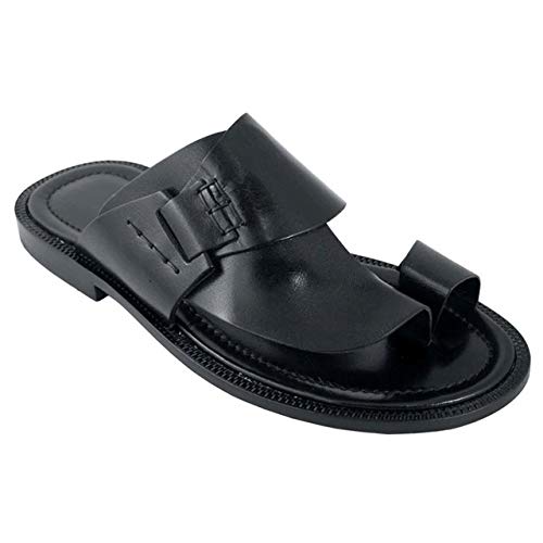 jonam Sandalen Herren Sommer-Männer Sandelholz-Strand-Retro Rom Sandalen Männer handgemachte Sewing Push-Toe Sandalen Männer im Freien Freizeitschuhe Big Size(Color:Black,Size:40 EU) von jonam