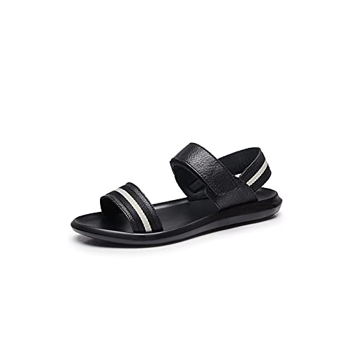 jonam Sandalen Herren Sommer männer sandalen echtes leder helle klassische schwarz gestreifte männer sandal casual schuhe für mann(Size:41 EU) von jonam